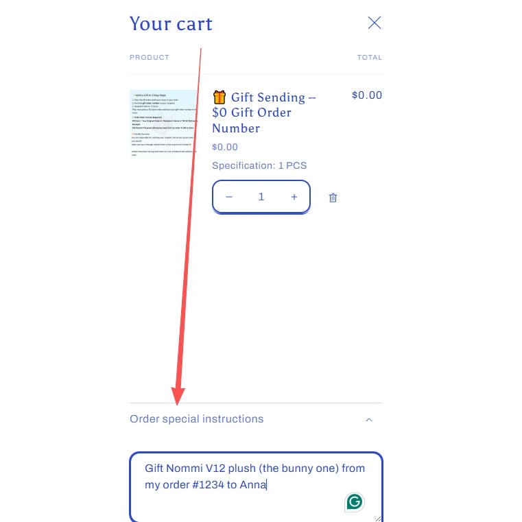 🎁 Gift Sending – $0 Gift Order Number
