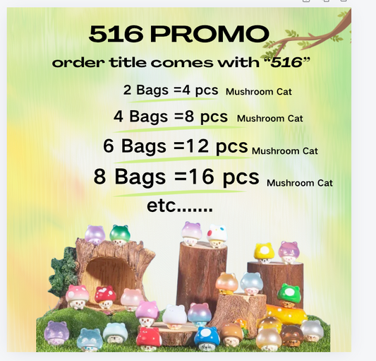 【516 Freebie】CHOCO Teddy Mushroom Cat Series Beans Blind Bag